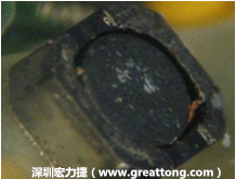 使用銀(Ag)鍍層的電源電感器(Power Inductors)，經(jīng)過推力測(cè)試后，零件端點(diǎn)上已經(jīng)看不到任何鍍層的痕跡了，所以其耐推力就比較小。