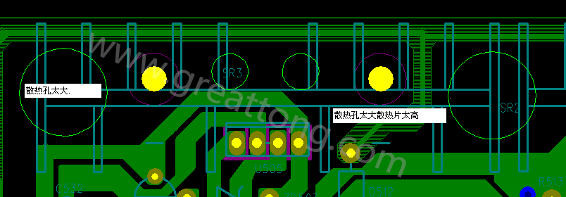 PCB設(shè)計(jì)中，散熱孔散熱片設(shè)計(jì)不當(dāng)，造成很多電源板斷裂
