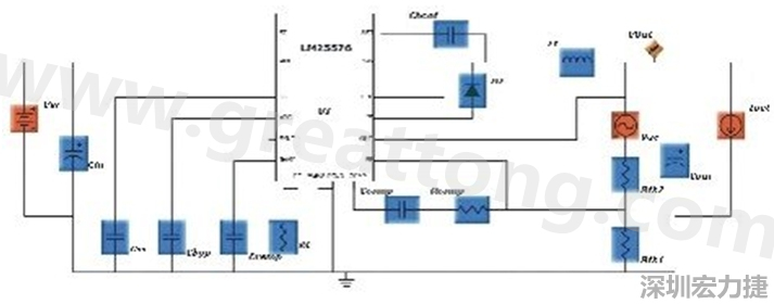 參考圖1的電流通路：把FET在導(dǎo)通狀態(tài)下流經(jīng)的通路標(biāo)記為紅色；把FET在關(guān)斷狀態(tài)下的迴路標(biāo)記為綠色。