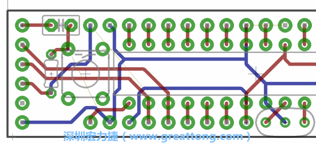 4.2. 然后在電路板的背面進(jìn)行布線。